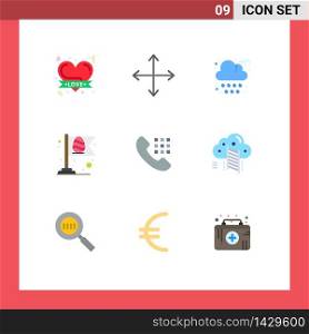 Pack of 9 Modern Flat Colors Signs and Symbols for Web Print Media such as dial, flag, autumn, egg, flag Editable Vector Design Elements
