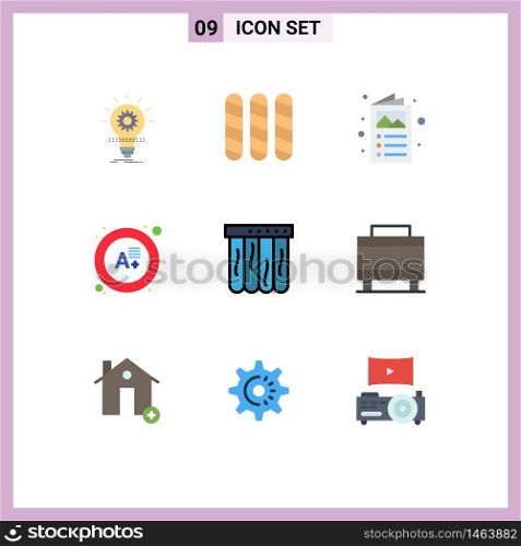 Pack of 9 Modern Flat Colors Signs and Symbols for Web Print Media such as summer, mattress, ad, result, exam Editable Vector Design Elements