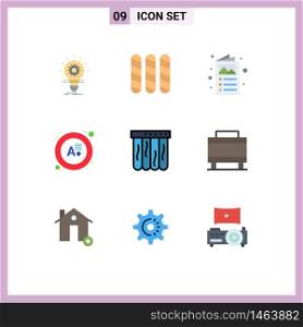 Pack of 9 Modern Flat Colors Signs and Symbols for Web Print Media such as summer, mattress, ad, result, exam Editable Vector Design Elements