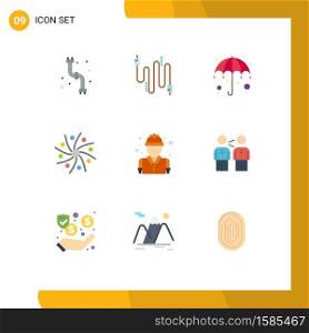 Pack of 9 Modern Flat Colors Signs and Symbols for Web Print Media such as fighter, space, colorful, planet, astronomy Editable Vector Design Elements