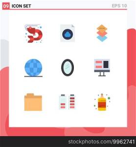 Pack of 9 Modern Flat Colors Signs and Symbols for Web Print Media such as household, furniture, plane, appliances, office Editable Vector Design Elements