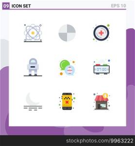 Pack of 9 Modern Flat Colors Signs and Symbols for Web Print Media such as easter, chat, add, suit, robot Editable Vector Design Elements