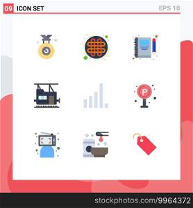 Pack of 9 Modern Flat Colors Signs and Symbols for Web Print Media such as phone, transport, book, train, write Editable Vector Design Elements