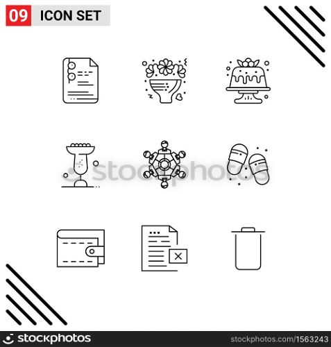 Pack of 9 Modern Outlines Signs and Symbols for Web Print Media such as mardi gras, food, celebrate, bowl, food Editable Vector Design Elements