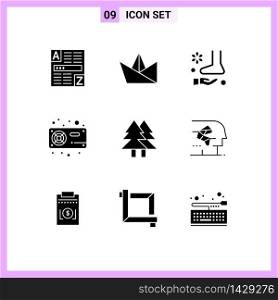Pack of 9 Modern Solid Glyphs Signs and Symbols for Web Print Media such as christmas, radiator, massage, hardware, computer Editable Vector Design Elements