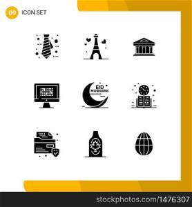 Pack of 9 Modern Solid Glyphs Signs and Symbols for Web Print Media such as problem, encryption, courthouse, ddos, cryptography Editable Vector Design Elements
