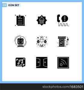 Pack of 9 Modern Solid Glyphs Signs and Symbols for Web Print Media such as smart, metro, islam, help, center Editable Vector Design Elements