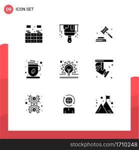 Pack of 9 Modern Solid Glyphs Signs and Symbols for Web Print Media such as concept, coffee cup, gdpr, tea, coffee Editable Vector Design Elements