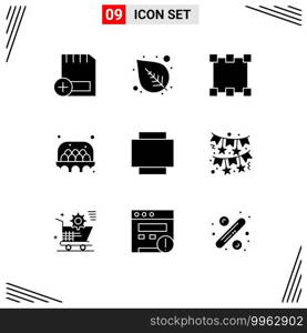 Pack of 9 Modern Solid Glyphs Signs and Symbols for Web Print Media such as bow, layout, path, food, egg Editable Vector Design Elements