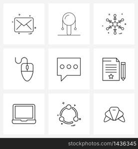 Pack of 9 Universal Line Icons for Web Applications chat, technology, Christmas, mouse, computer Vector Illustration