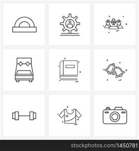 Pack of 9 Universal Line Icons for Web Applications education, furniture, avatar, bedroom, Vector Illustration