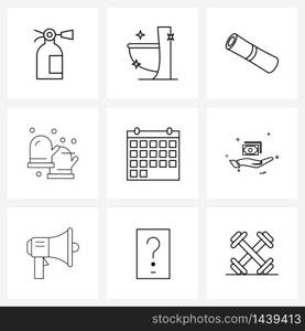 Pack of 9 Universal Line Icons for Web Applications event, calendar, degree, mitten, glove Vector Illustration