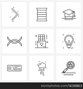 Pack of 9 Universal Line Icons for Web Applications food, threads, certificate, runtime, color Vector Illustration