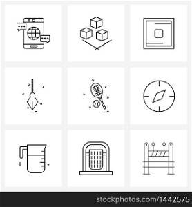 Pack of 9 Universal Line Icons for Web Applications games, labour, stop, labour, tool Vector Illustration
