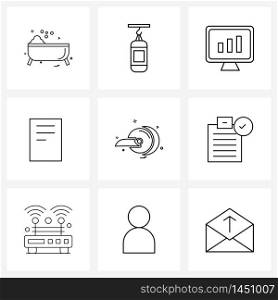 Pack of 9 Universal Line Icons for Web Applications health, CT scan, monitor, interaction, essential Vector Illustration