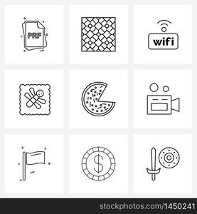 Pack of 9 Universal Line Icons for Web Applications meal, pizza, circuit, archeology, bee Vector Illustration