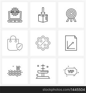 Pack of 9 Universal Line Icons for Web Applications new, purchase, pencil, protection, commerce Vector Illustration
