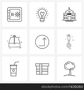 Pack of 9 Universal Line Icons for Web Applications up, arrow, building, sent, chat Vector Illustration