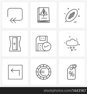 Pack of 9 Universal Line Icons for Web Applications write, sharpen, religious, learn, rugby Vector Illustration