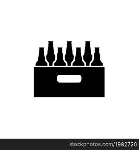 Pack of Beer Bottles. Flat Vector Icon. Simple black symbol on white background. Pack of Beer Bottles Flat Vector Icon