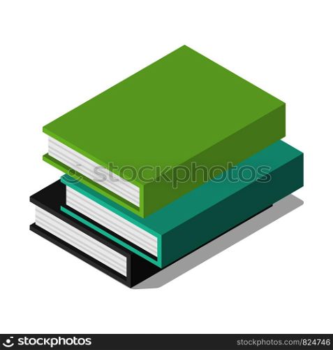 Pack of books on table icon. Isometric of pack of books on table vector icon for web design isolated on white background. Pack of books on table icon, isometric style