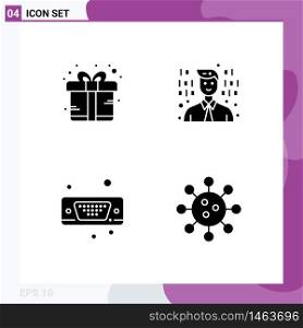 Pack of creative Solid Glyphs of box, port, present, programming, biochemistry Editable Vector Design Elements