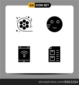 Pack of creative Solid Glyphs of film, connection, video, emojis, network Editable Vector Design Elements