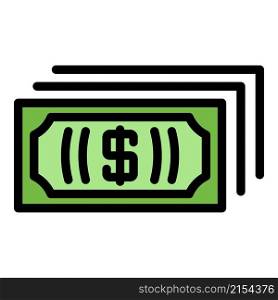Pack of dollars icon. Outline pack of dollars vector icon color flat isolated. Pack of dollars icon color outline vector