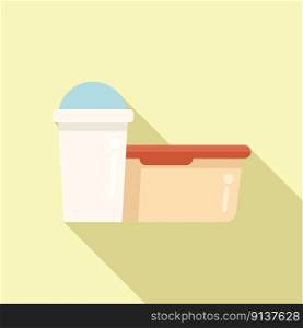 Pack of food container icon flat vector. School box. Meal snack. Pack of food container icon flat vector. School box