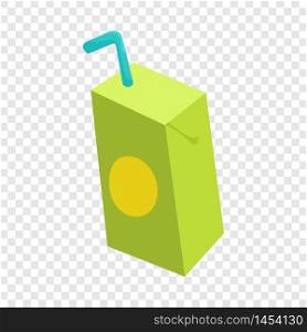 Pack of juice with drinking straw icon in cartoon style isolated on background for any web design. Pack juice with drinking straw icon, cartoon style