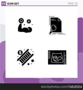 Pack of Modern Solid Glyphs Signs and Symbols for Web Print Media such as fitness, banking, muscle, file, money Editable Vector Design Elements