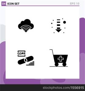Pack of Modern Solid Glyphs Signs and Symbols for Web Print Media such as cloud, lock, signal, down, security Editable Vector Design Elements