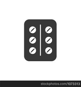 Pack of pills. Isolated image. Flat pharmacy and medicine vector illustration