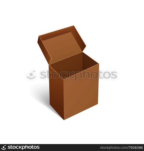Package carton box container isolated icon vector. Opened top of empty cardboard item for storage and shipment, transportation of goods and products. Package Carton Box Container Isolated Icon Vector