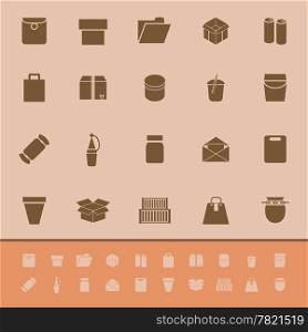 Package color icons on brown background, stock vector
