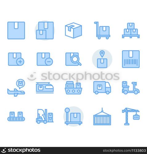 Package delivery and logistic related icon and symbol set