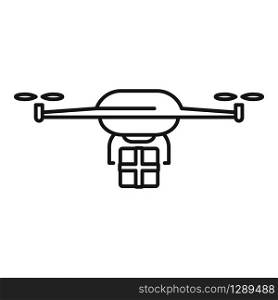 Package drone delivery icon. Outline package drone delivery vector icon for web design isolated on white background. Package drone delivery icon, outline style