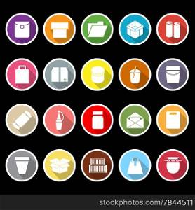 Package icons with long shadow, stock vector