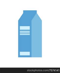 Package of milk vector isolated icon. Dairy product in paper pack, template of packaging of healthy organic product, natural food, kefir or yogurt. Package of Milk Vector Isolated Icon. Dairy Meal