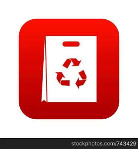 Package recycling icon digital red for any design isolated on white vector illustration. Package recycling icon digital red