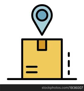 Package tracking icon. Outline package tracking vector icon color flat isolated. Package tracking icon color outline vector