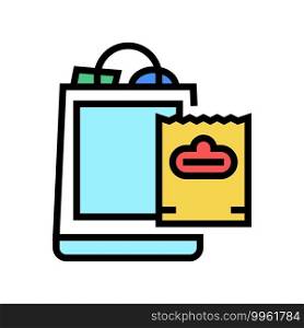 package with purchases color icon vector. package with purchases sign. isolated symbol illustration. package with purchases color icon vector illustration