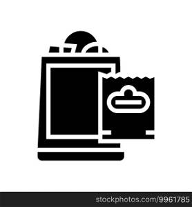 package with purchases glyph icon vector. package with purchases sign. isolated contour symbol black illustration. package with purchases glyph icon vector illustration