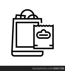 package with purchases line icon vector. package with purchases sign. isolated contour symbol black illustration. package with purchases line icon vector illustration