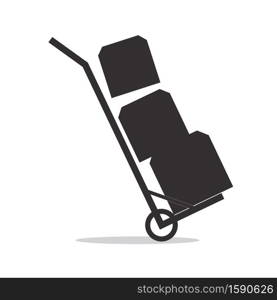 Packages delivery with trolley. Vector icon