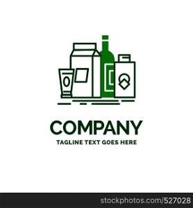 packaging, Branding, marketing, product, bottle Flat Business Logo template. Creative Green Brand Name Design.