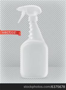 Packaging building and sanitary. White plastic bottle, reiniger cleaner. 3d realism, vector mockup