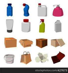 Packaging cartoon icons set for web and mobile devices. Packaging cartoon icons set
