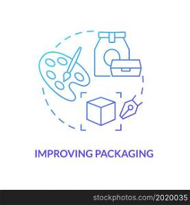 Packaging enhancement concept icon. Renovate visual appearance. Switch form and material. Change product design abstract idea thin line illustration. Vector isolated outline color drawing. Packaging enhancement concept icon