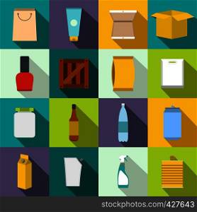 Packaging flat icons set for web and mobile devices. Packaging flat icons set